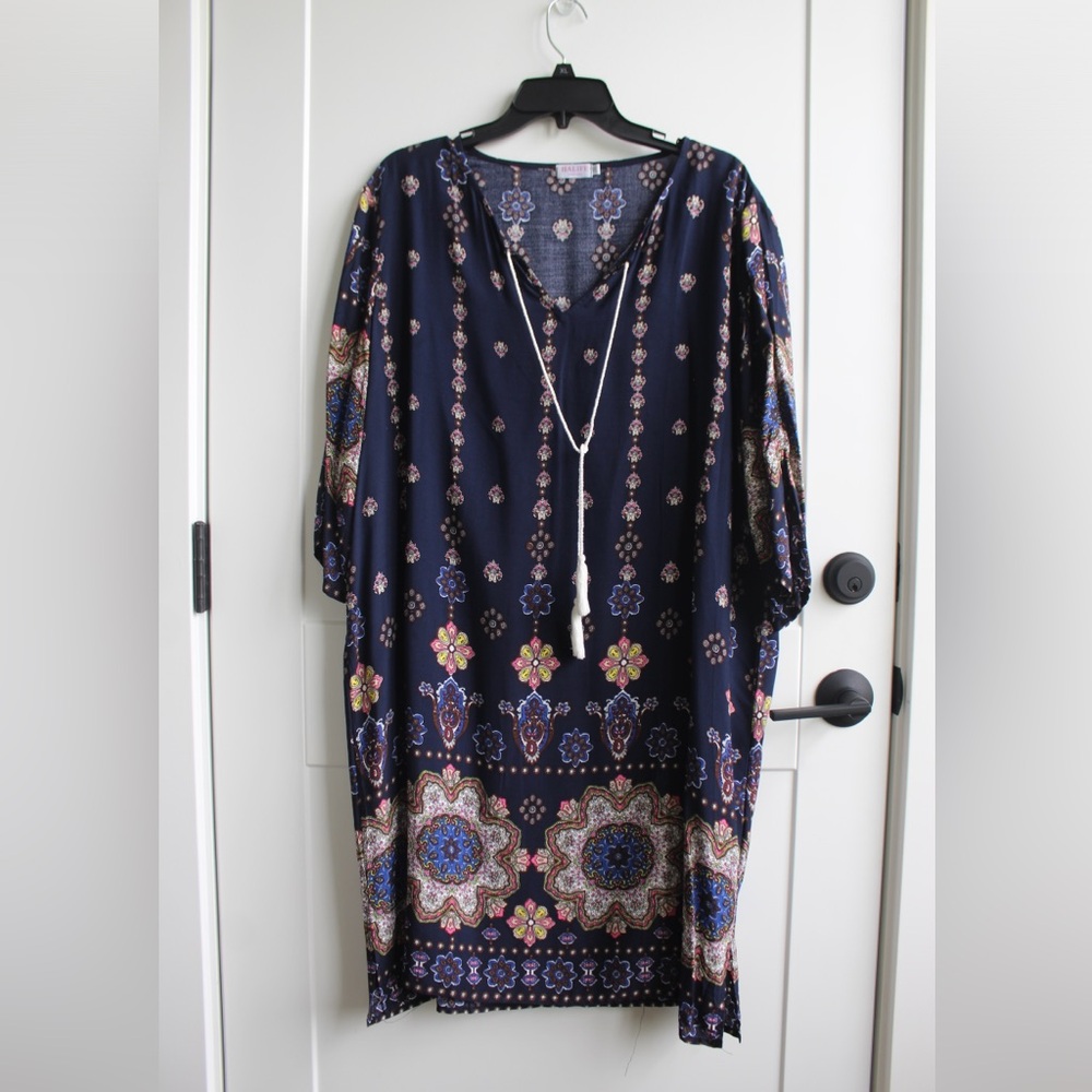 Halife Dark Blue Dress with Colorful Details